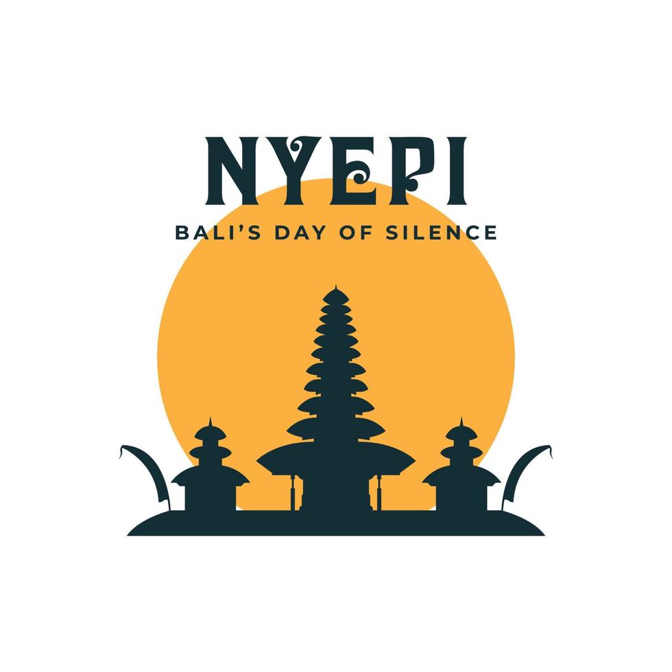 Happy Nyepi Day  Hinduism  Happy Bali's Day of Silence  temple  vector illustration background