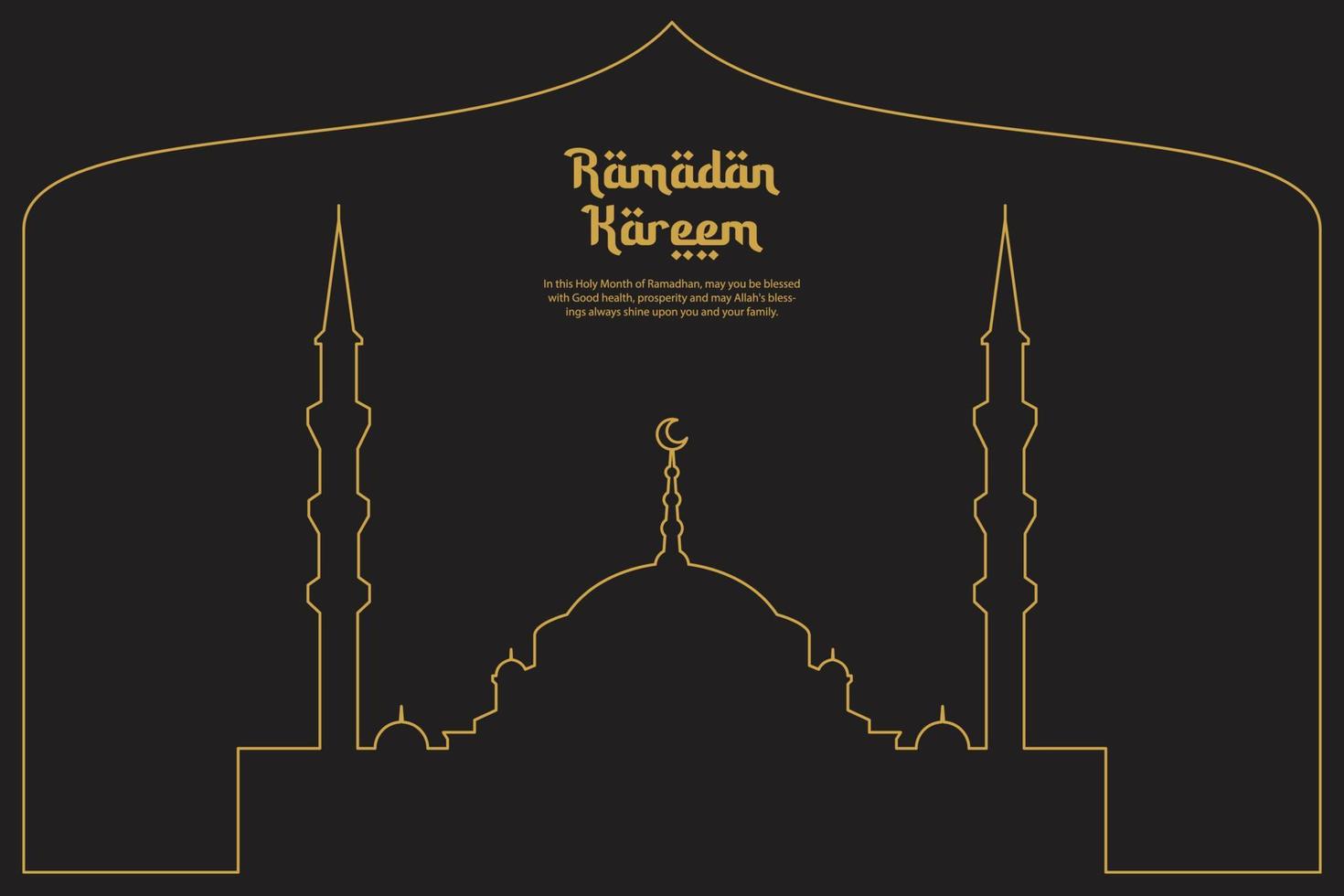 Ramadan kareem, holy month ramadan celebration vector mosque art line style design for flyer poster banner and greeting card