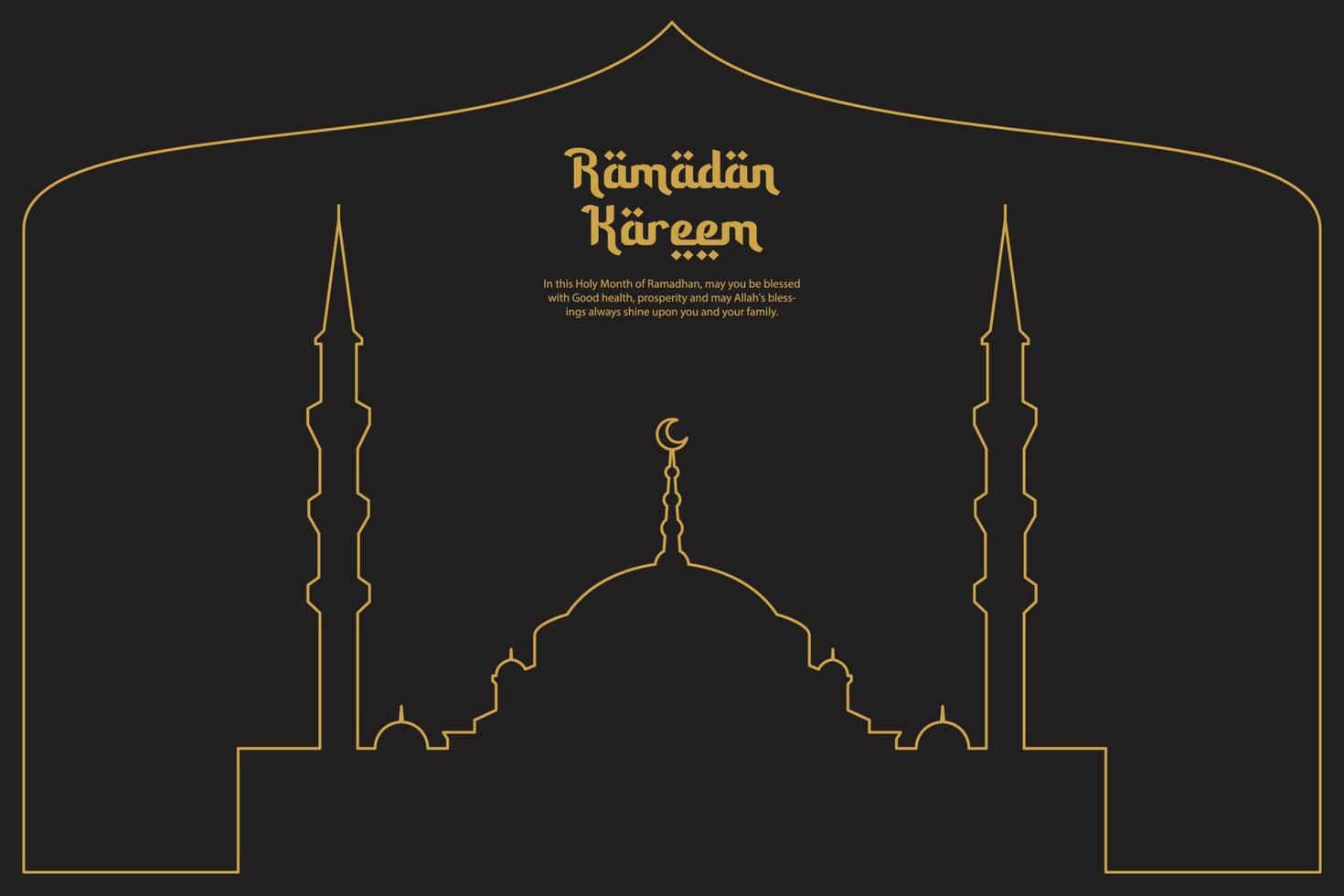 Ramadán Kareem, santo mes Ramadán celebracion vector mezquita Arte línea estilo diseño para volantes póster bandera y saludo tarjeta