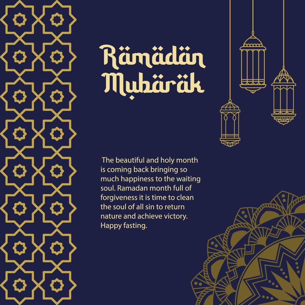 Ramadan Kareem Greeting Card Template mandala, lantern, islamic pattern. Vector Illustration