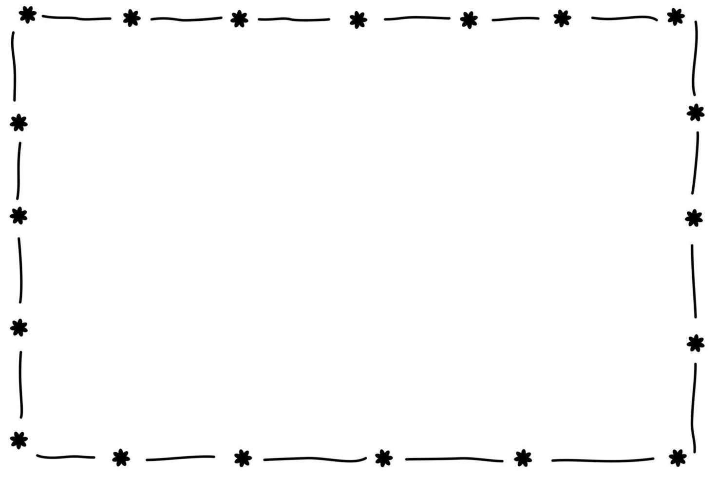 Vector - Cute border. Black line with mini flower on white background. Can be use for any card, print, paper, web, banner, brochure. Copy space for any text design.