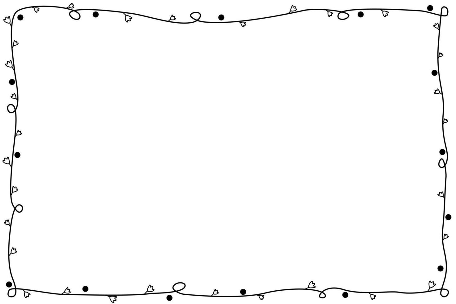 Vector - Cute border. Black line with mini flower and polka dot on white background. Can be use for any card, print, paper, web, banner, brochure. Copy space for any text design