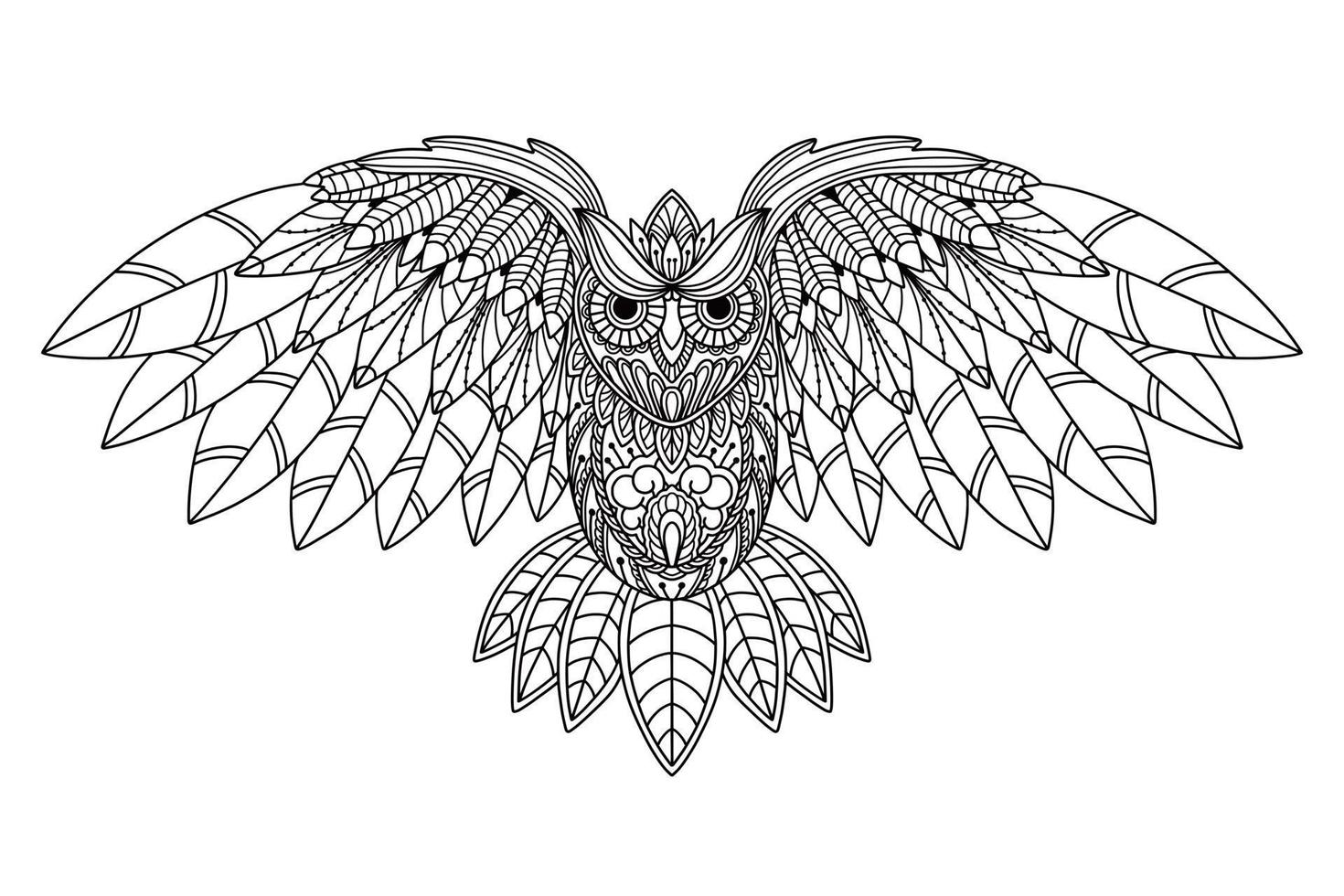 Vintage decorative line mandala owl bird vector