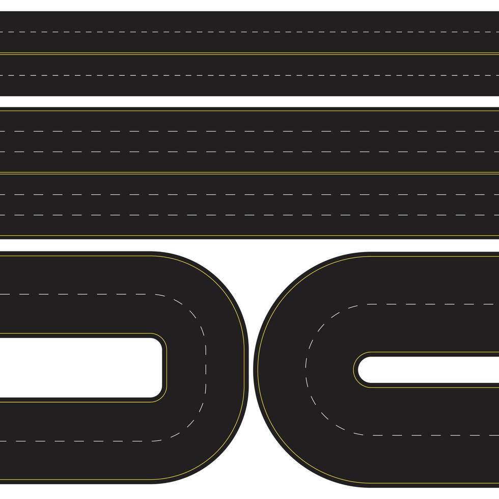 Free Asphalt Road Highway Vector. Road Map Design Element Set. Top View Position. Road Set Illustration vector