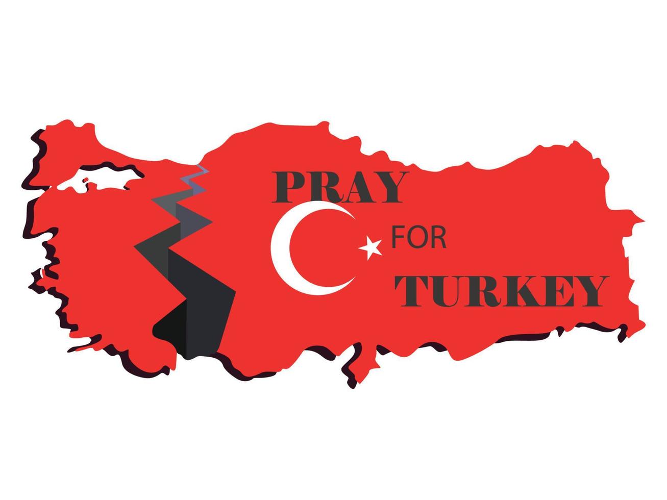 Pray for turkey earthquake with Turkey map vector