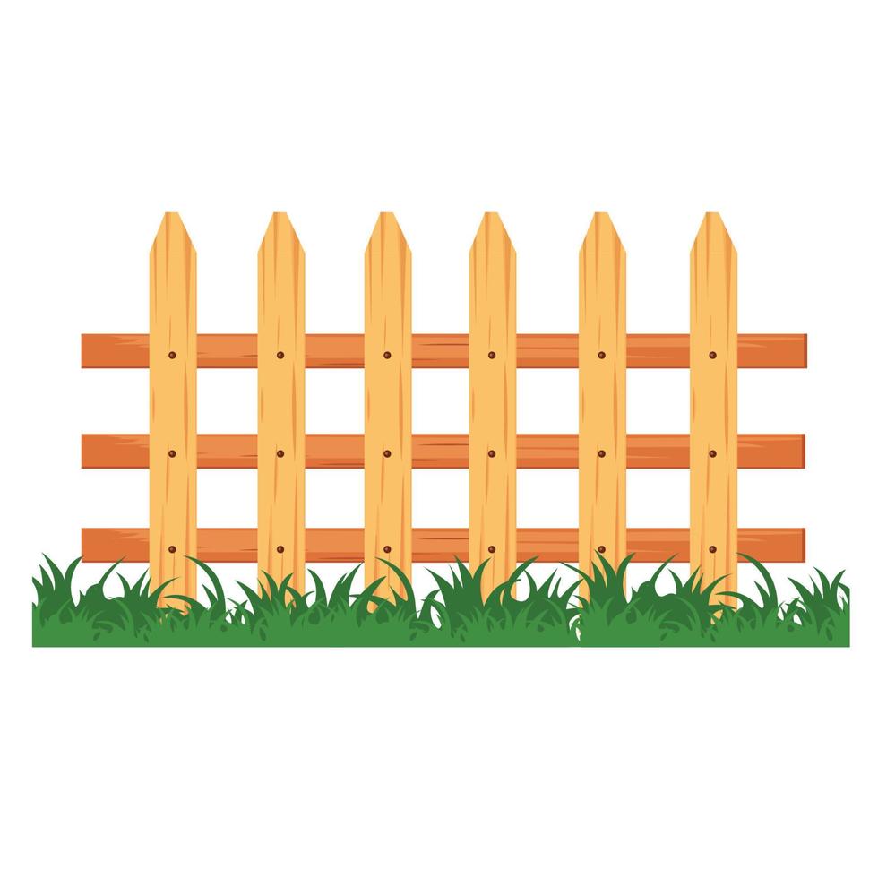 Picket Fence with Grass Vector illustration