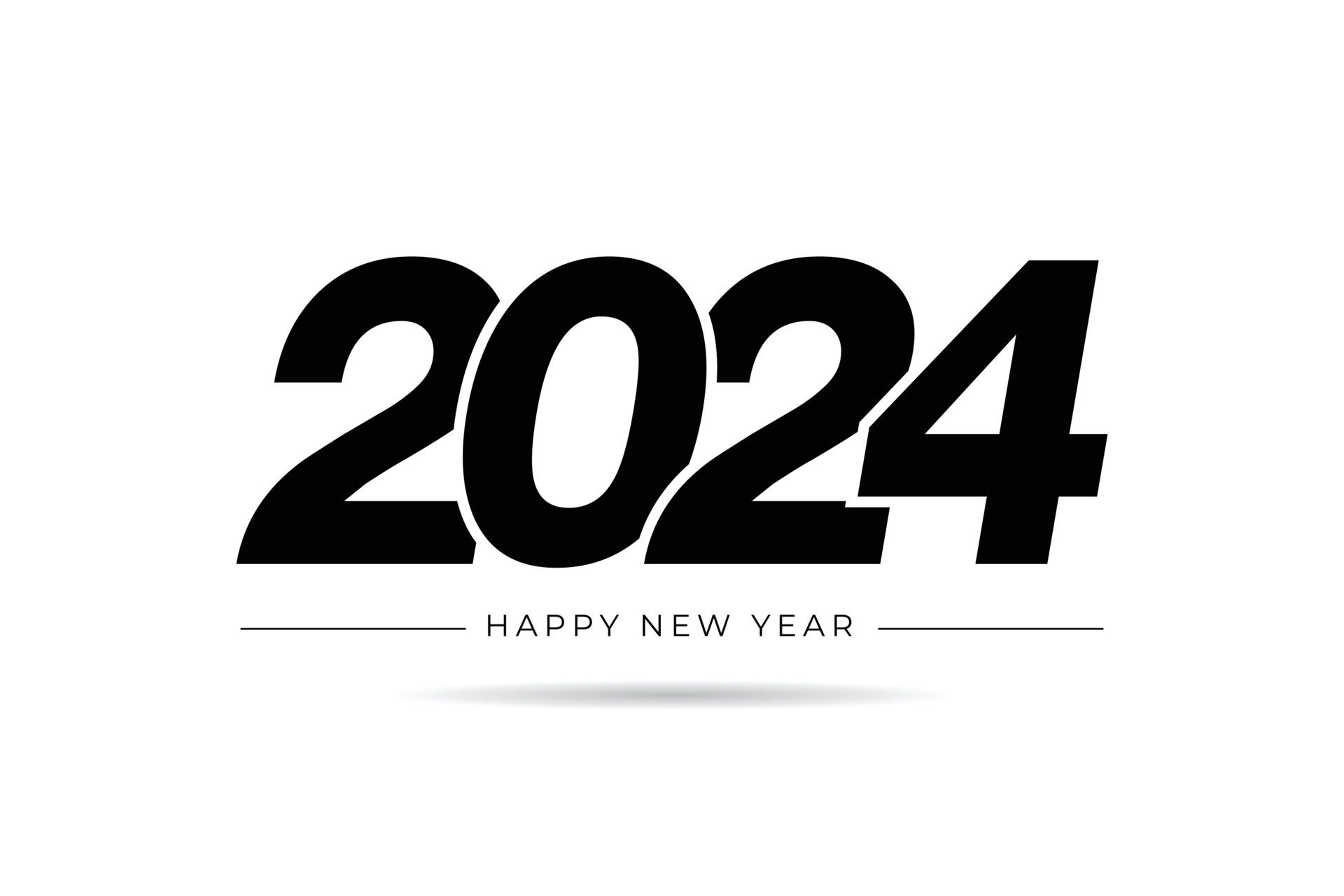 Happy New Year 2024 text design. for Brochure design template, card