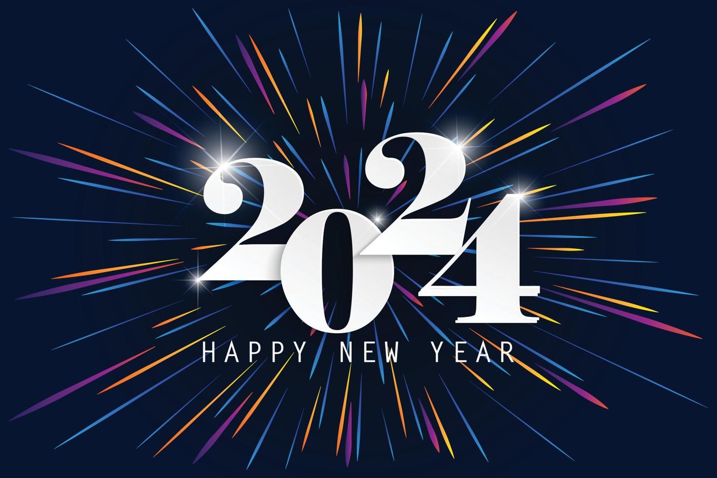 2024 contento nuevo año elegante diseño-vector ilustración de papel cortar blanco color 2024 logo números en azul fondo perfecto tipografía para 2024 salvar el fecha lujo diseños y nuevo año celebracion. vector