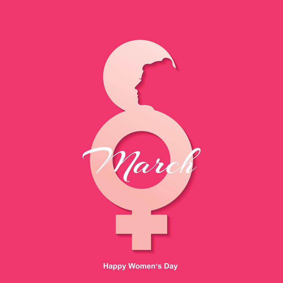 8 de marzo. Corte de papel de la tarjeta de felicitación del día internacional de la mujer para su diseño. ilustración vectorial vector