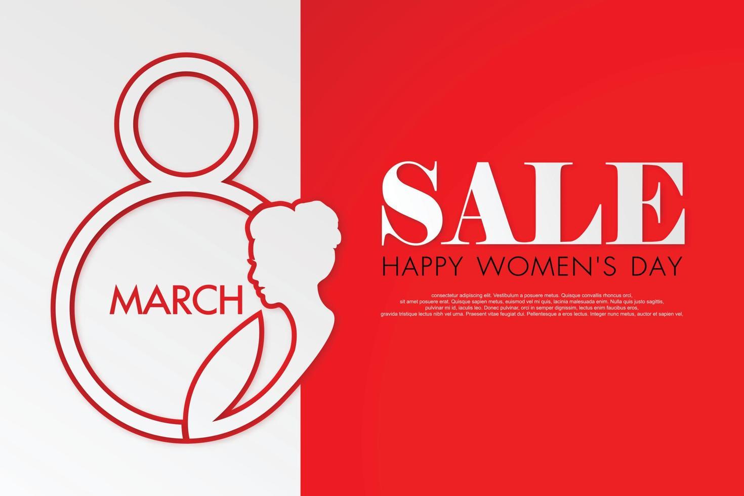8 March sale banner Background Design. Template for advertising, web, social media and fashion ads. Poster, flyer, greeting card, header for website Vector Illustration.