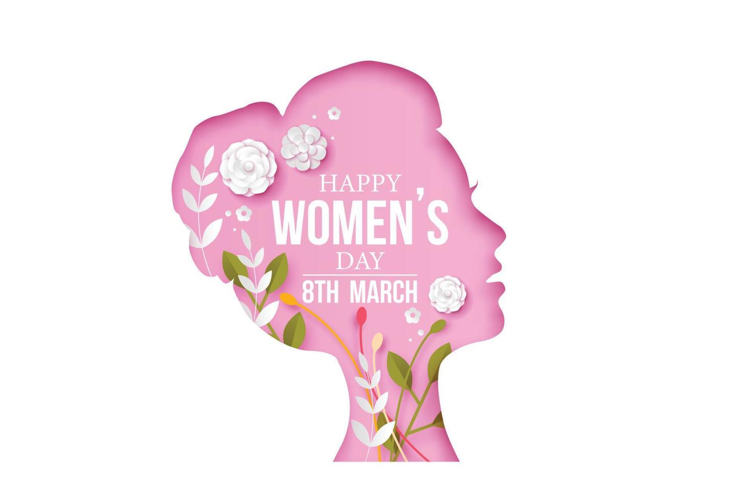 March 8. International Women's Day greeting card paper cut for your design. vector illustration