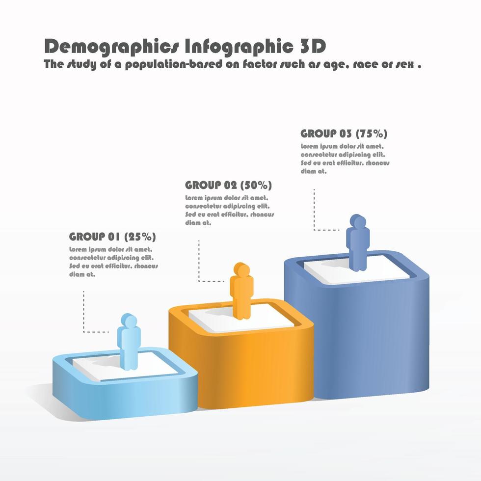 3D statistics graph, demographics chart, population datum,people modern infographic vector elements.