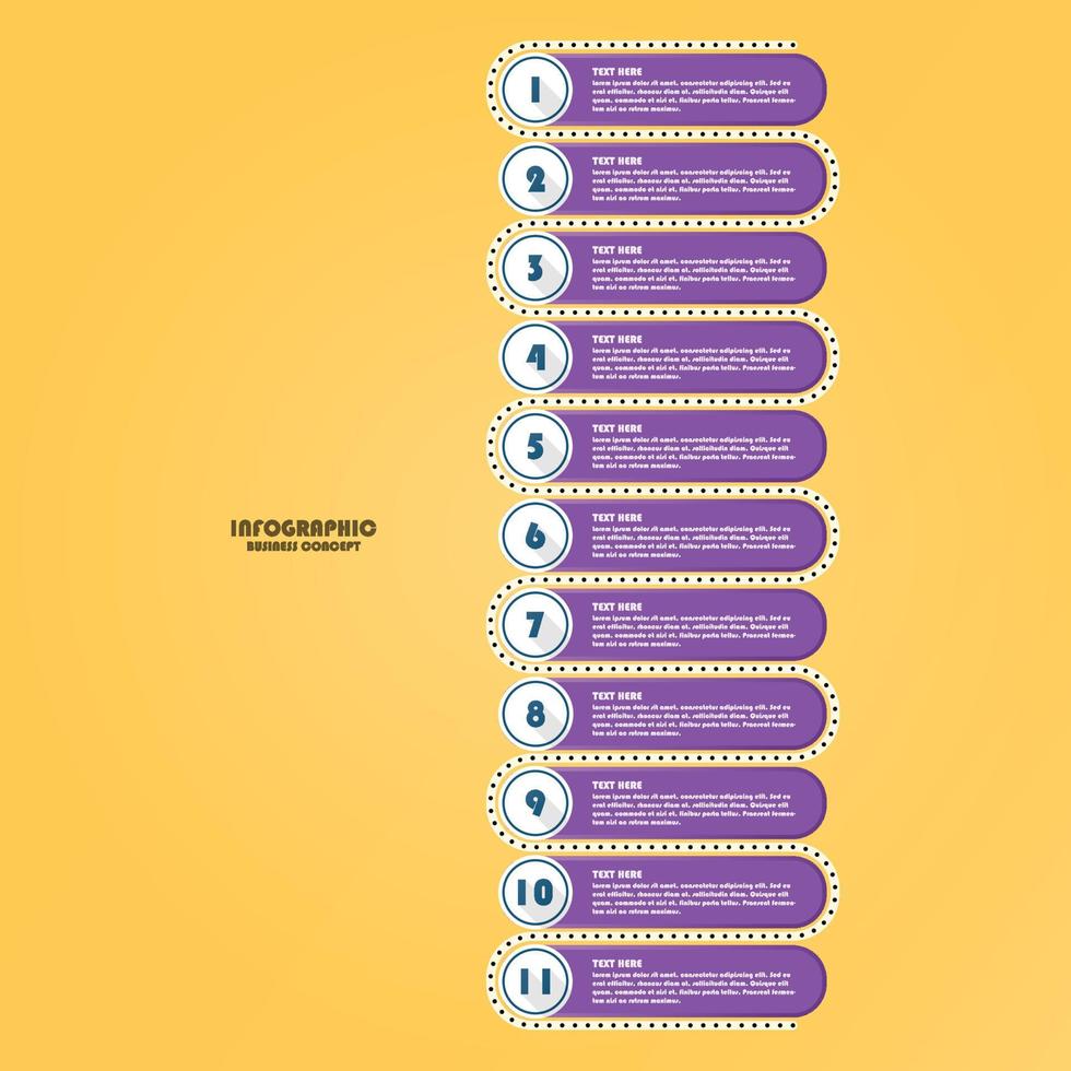 Infographic with 11 steps, process or options. vector