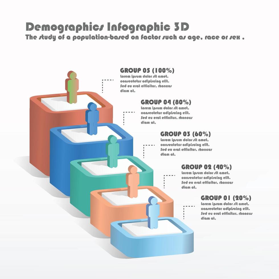 3d Estadísticas grafico, demografía cuadro, población dato gente moderno infografía vector elementos.