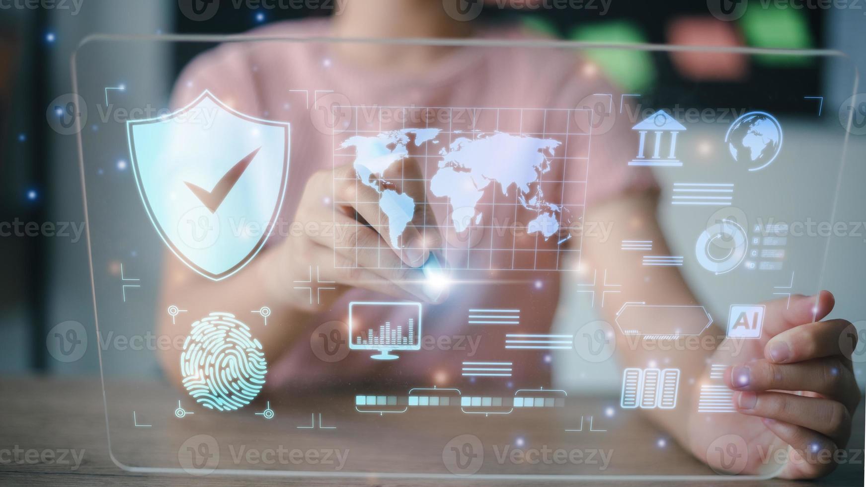 Data scientists. programmers use a laptop to analyze and development at various information on a futuristic virtual interface screen. Algorithm. marketing and deep learning of artificial intelligence photo