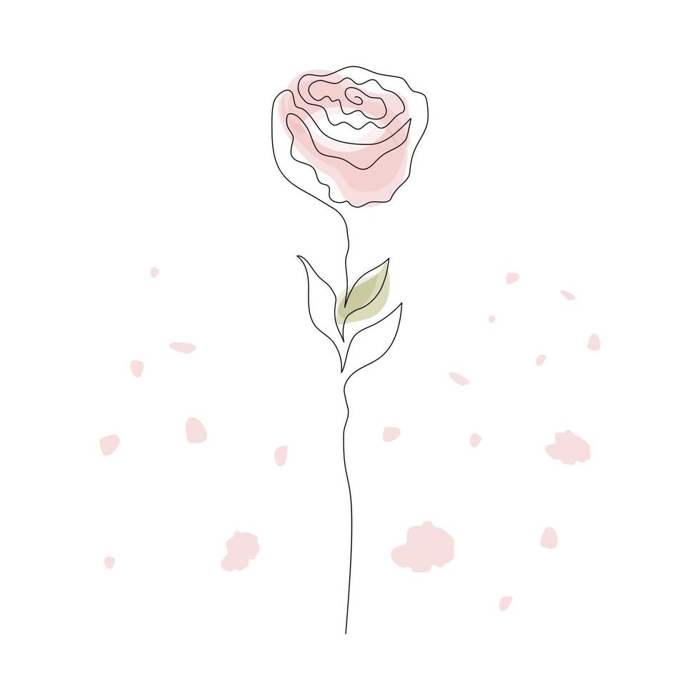 mano dibujado Rosa flor continuo uno línea Arte. minimalista contorno dibujo monoline pastel Rosa. aislado en blanco antecedentes. vector