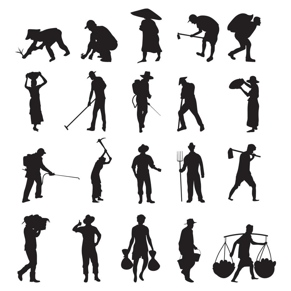 Set farmer silhouette vector illustration.