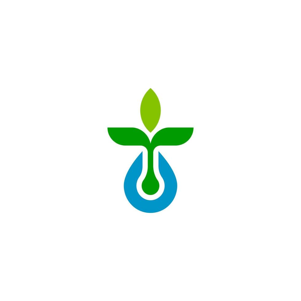 Leaf drops growing minimalist logo. vector