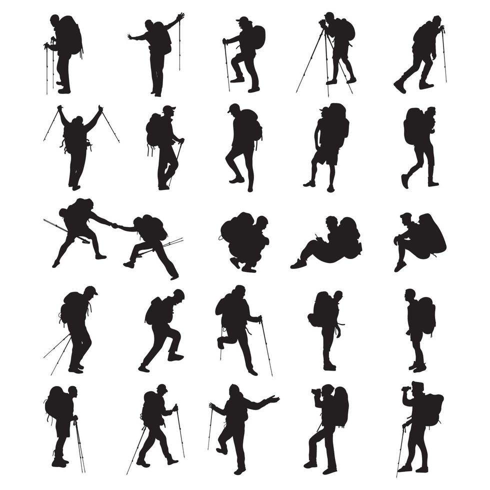 Set climbing silhouette vector illustration.