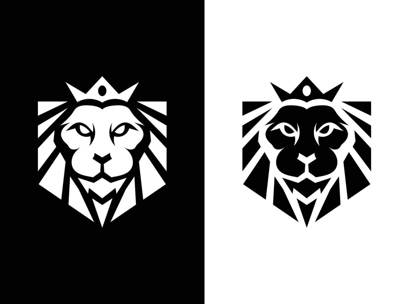 Royal king lion crown symbols. Lion animal logo. Premium luxury brand identity icon. Vector illustration.