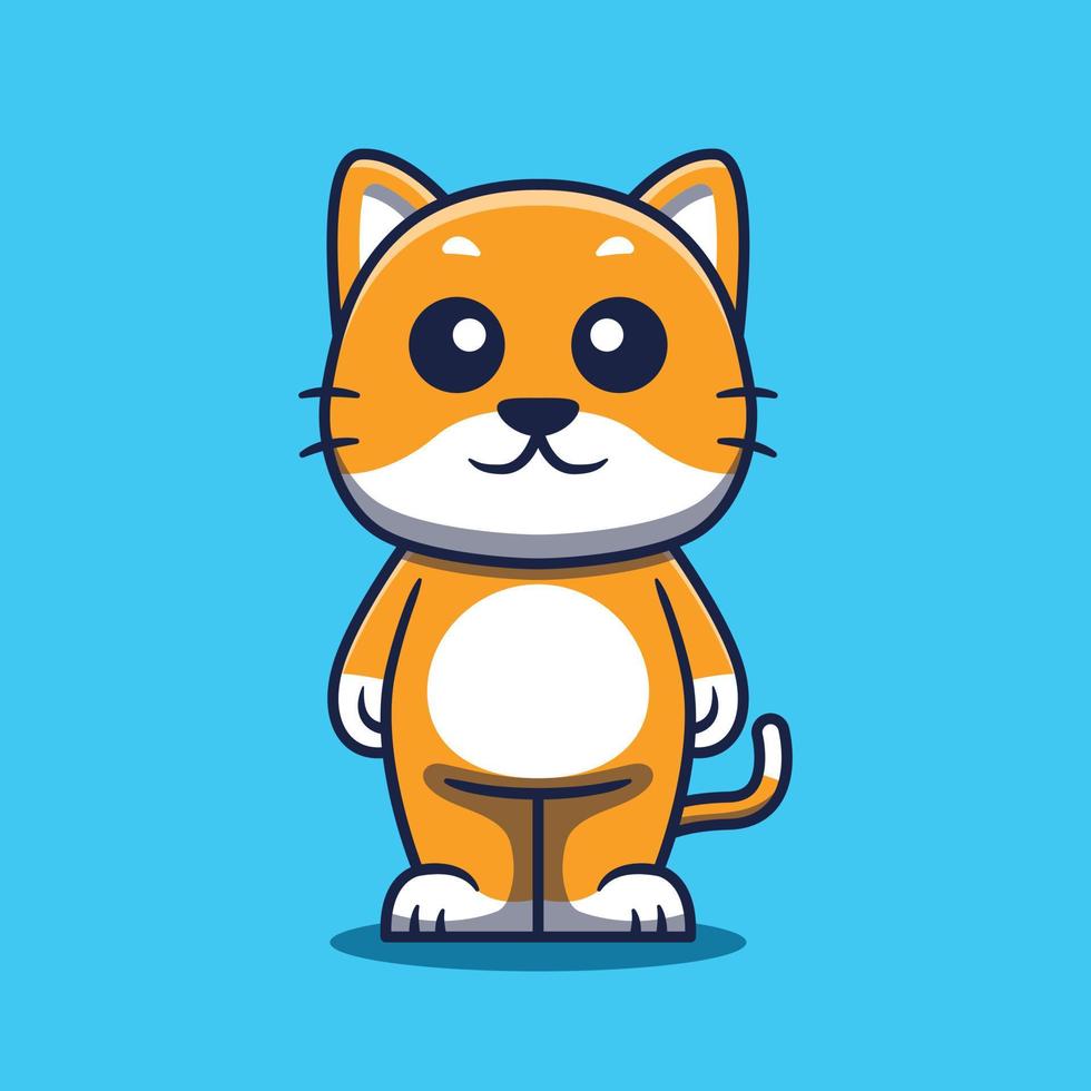 Cute Cat Mascot Cartoon Illustration. Isolated animal character. vector