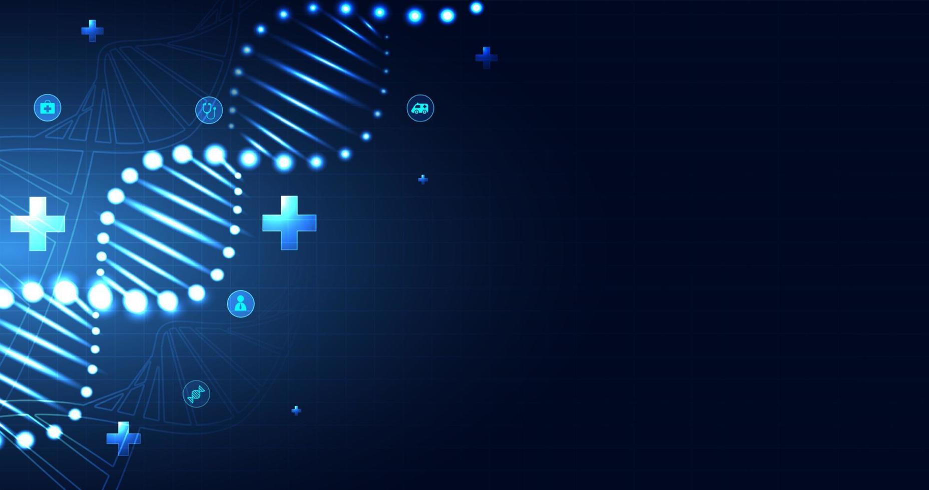 Healthcare and medical science technology with wireframe DNA. analysis of chromosomal DNA genetic. concepts and ideas for healthcare technology, innovation medicine, health, science and research. vector