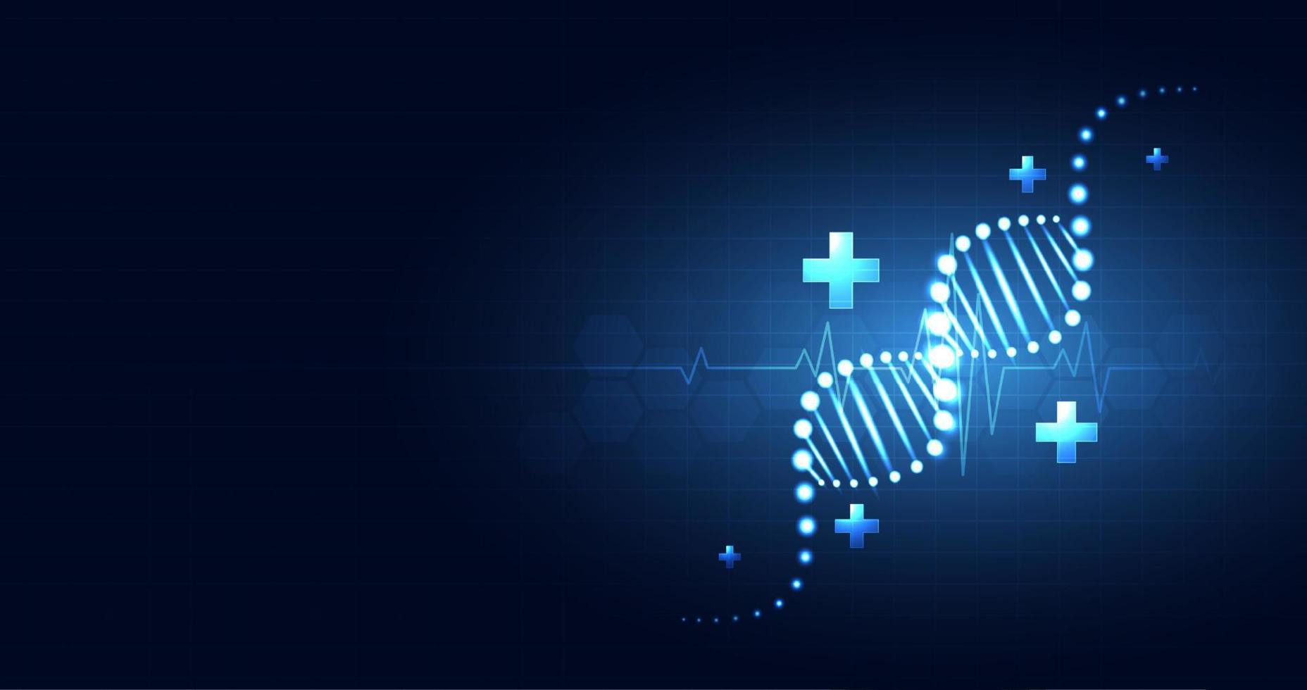 Healthcare and medical science technology with wireframe DNA. analysis of chromosomal DNA genetic. concepts and ideas for healthcare technology, innovation medicine, health, science and research. vector
