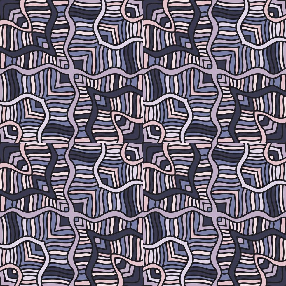 Seamless pattern with abstract wavy lines. Tribal mosaic tile. Textile rapport. vector