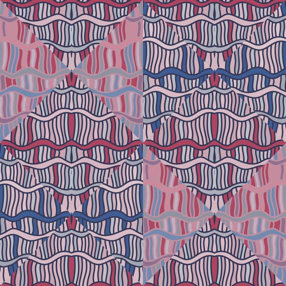 Seamless pattern with abstract wavy lines. Tribal mosaic tile. Textile rapport. vector