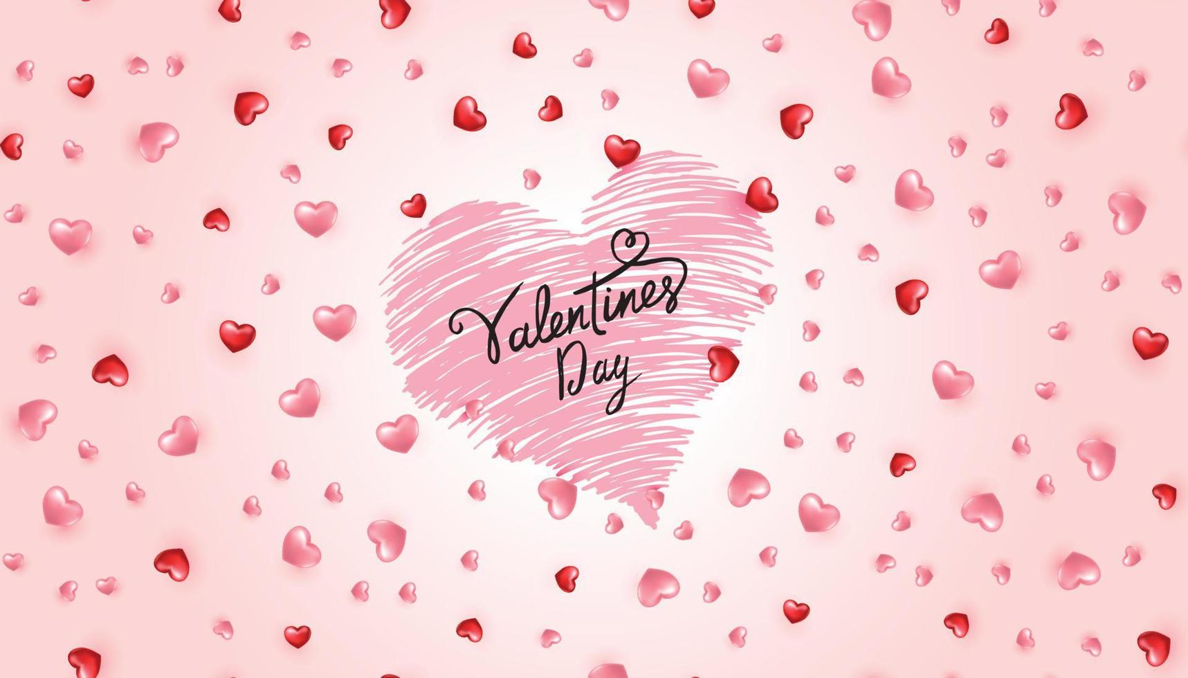 Flying red hearts. Valentines Day. Vector. vector