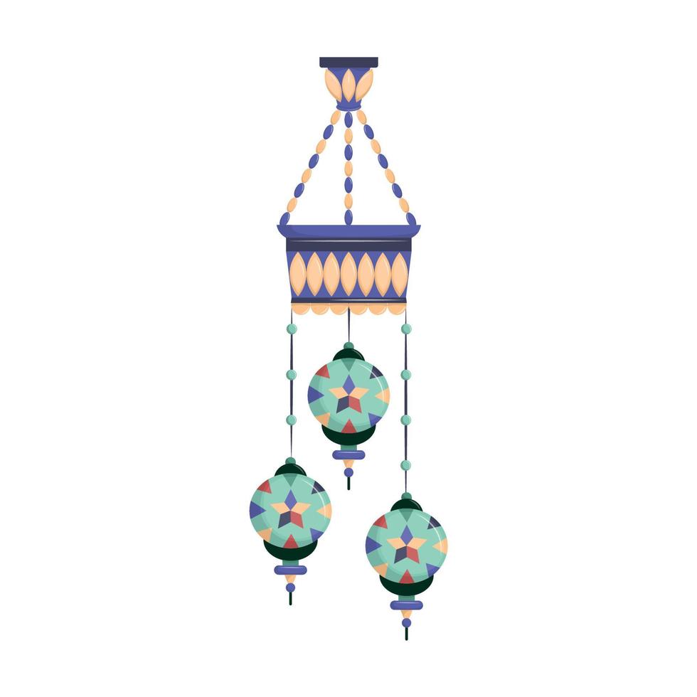 Arabian oriental lamp, Moroccan lanterns.Ramadan Isolated vector illustration on white background.