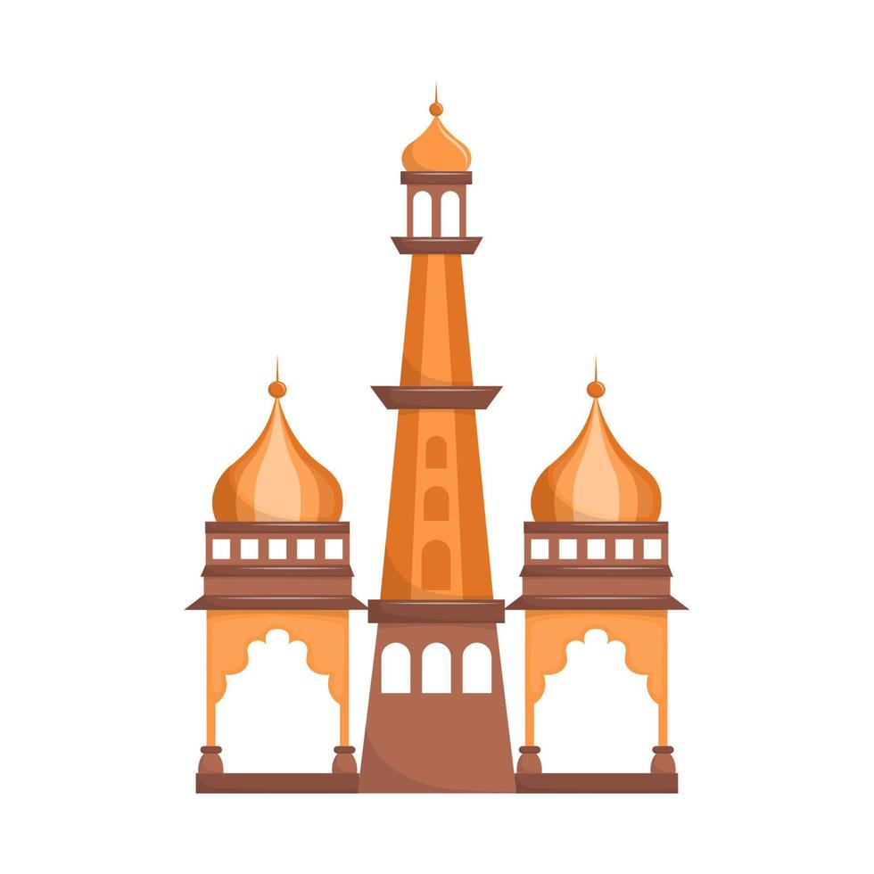 Islamic mosque, Middle Eastern architecture. Vector illustration isolated on white background. Cartoon.