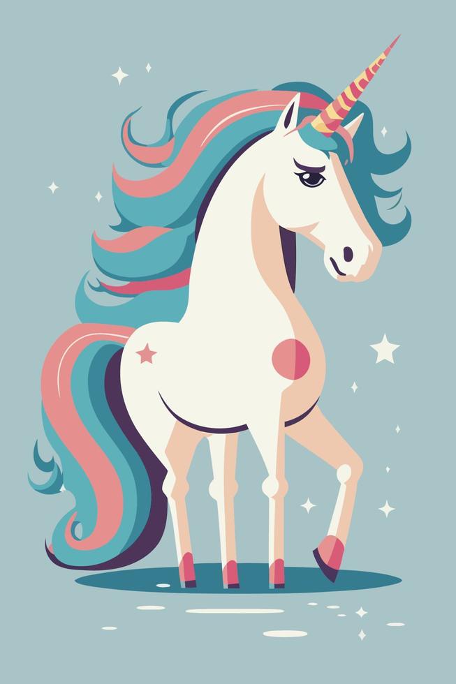 cute unicorn fun character cartoon style vector illustration