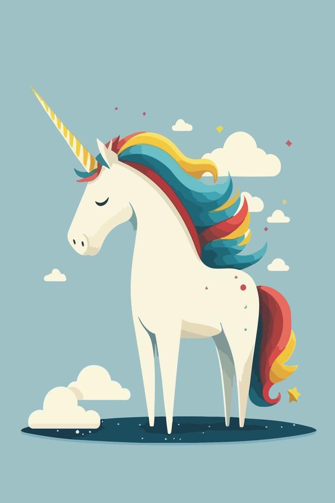 linda unicornio divertido personaje dibujos animados estilo vector ilustración