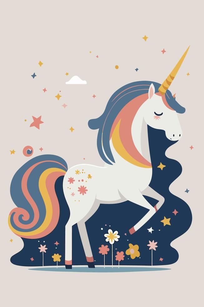 linda unicornio divertido personaje dibujos animados estilo vector ilustración