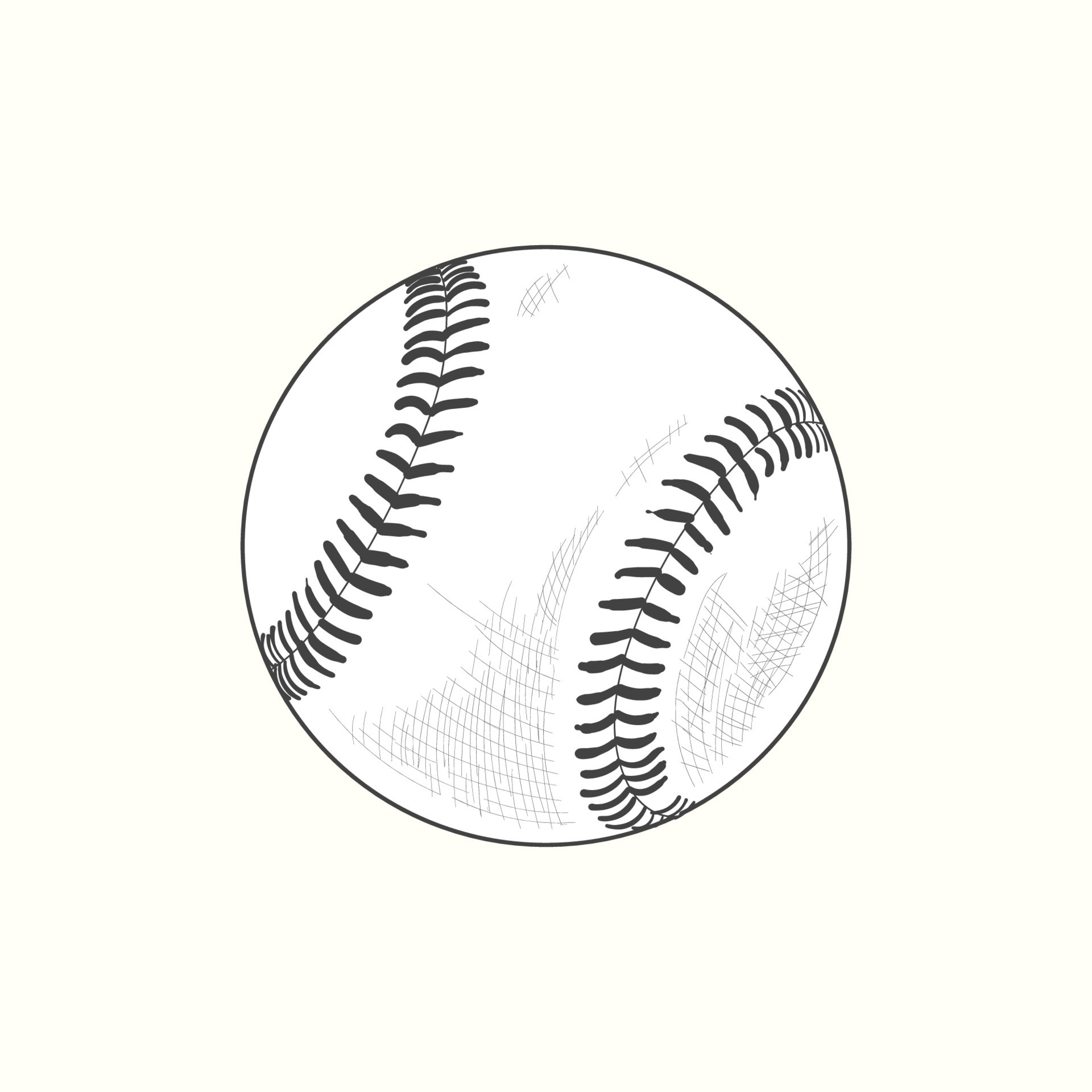 Baseball softball vector illustration in black. Detailed vintage style