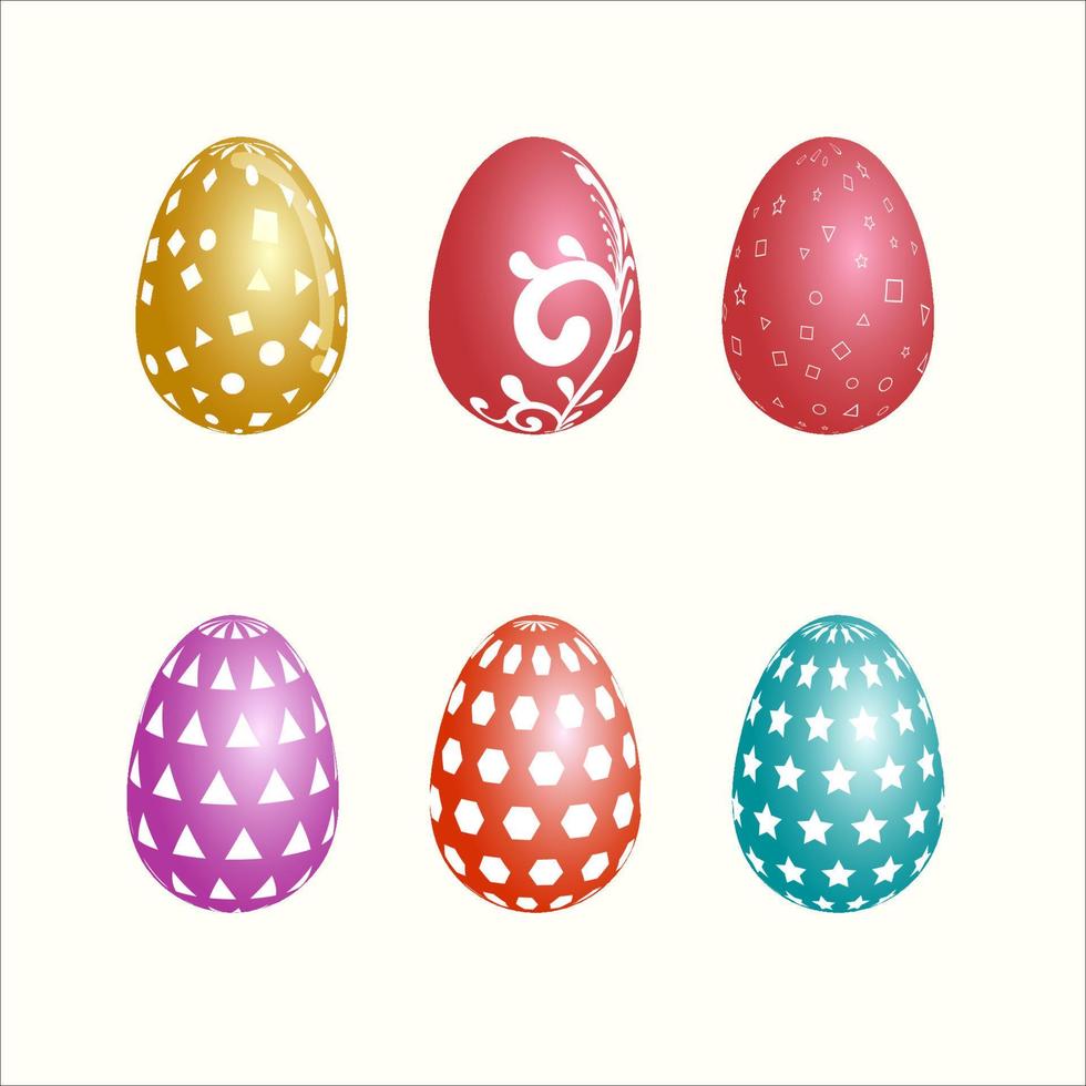 Coloring easter eggs collection, religion holiday and egghunting vector