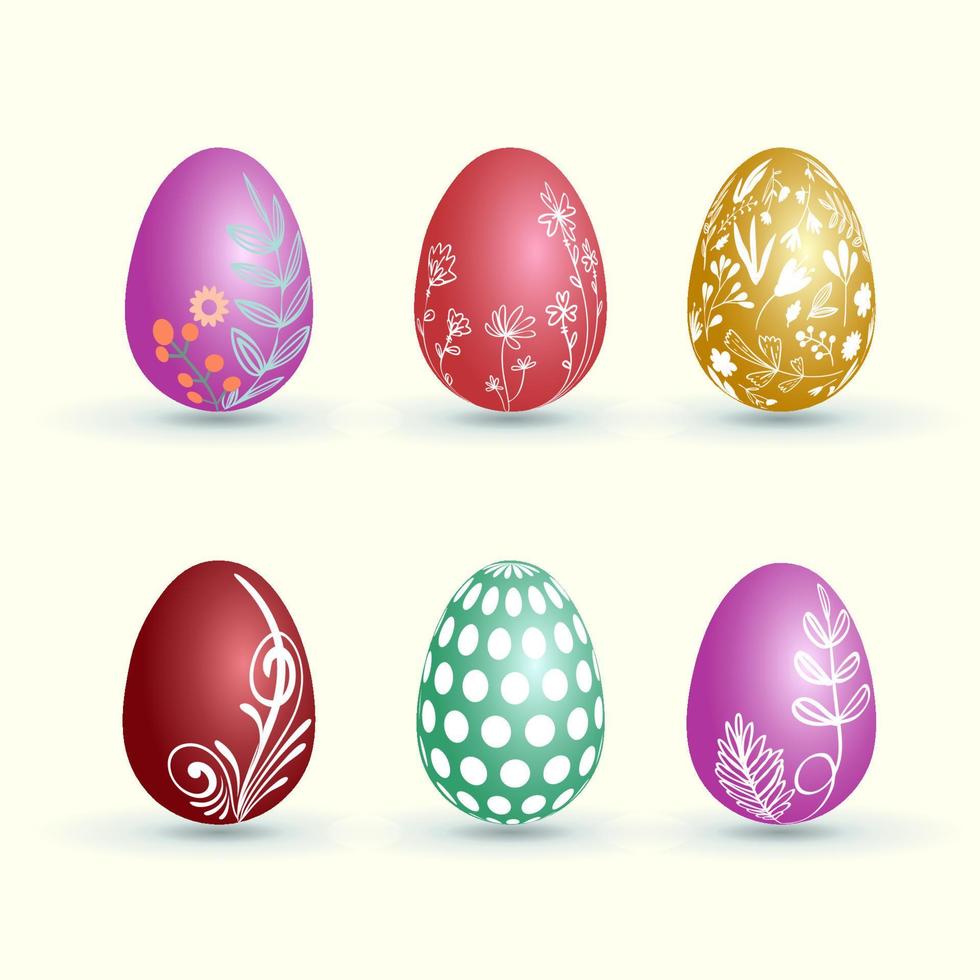 Coloring easter eggs collection, religion holiday and egghunting vector