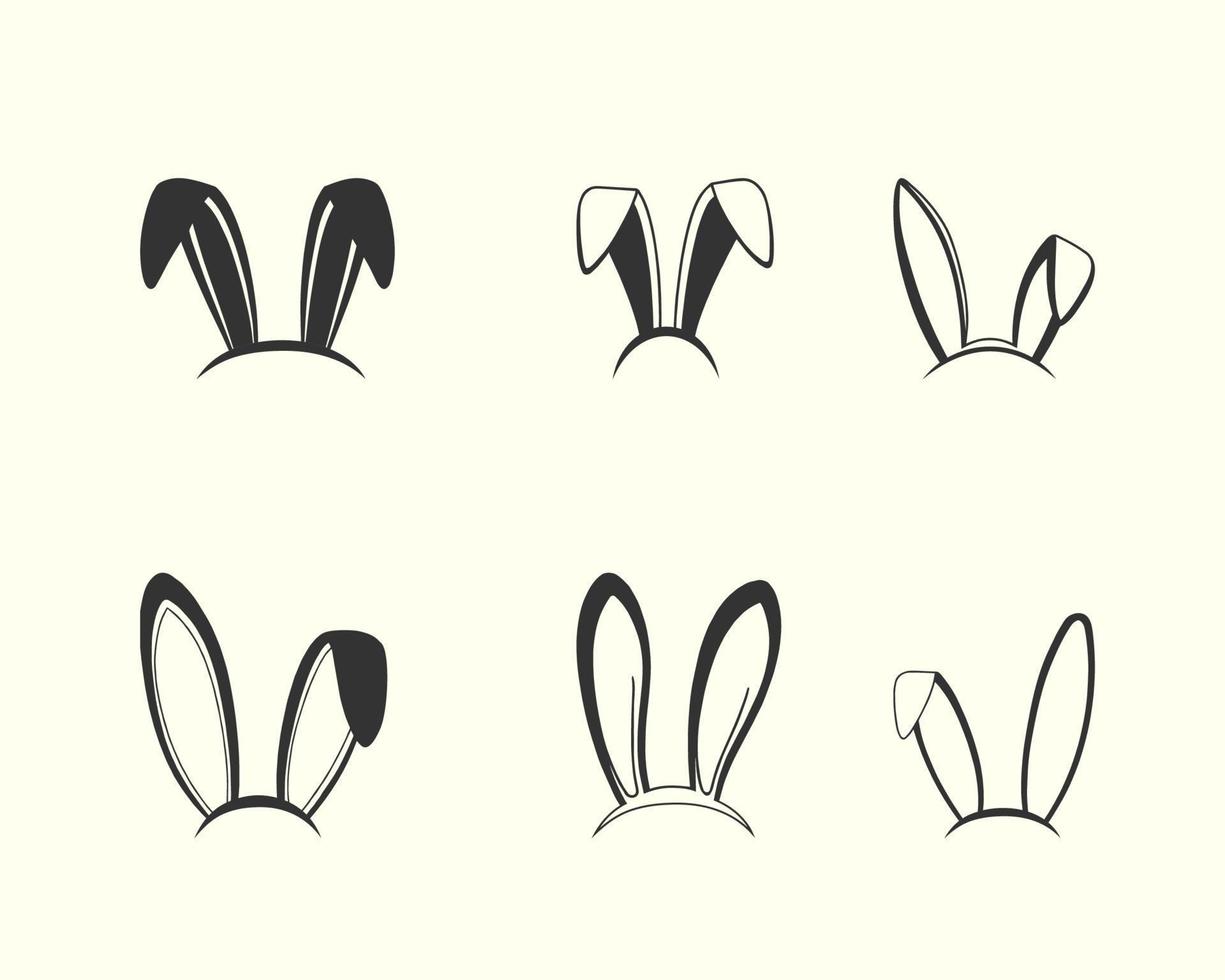 Pascua de Resurrección conejito orejas ilustración recopilación, mano dibujado oído ilustración vector