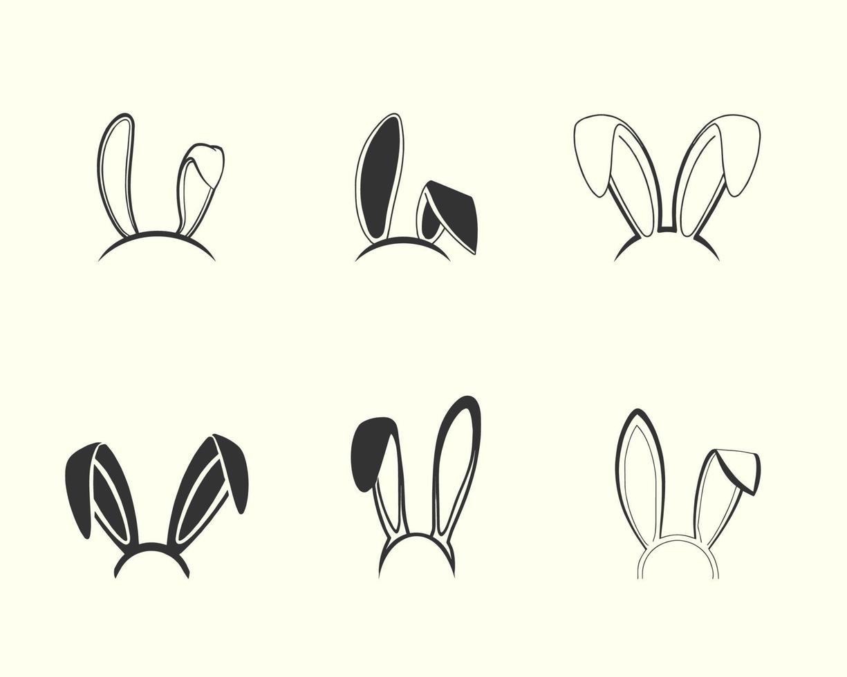 Easter bunny ears illustration collection, hand drawn ear illustration vector