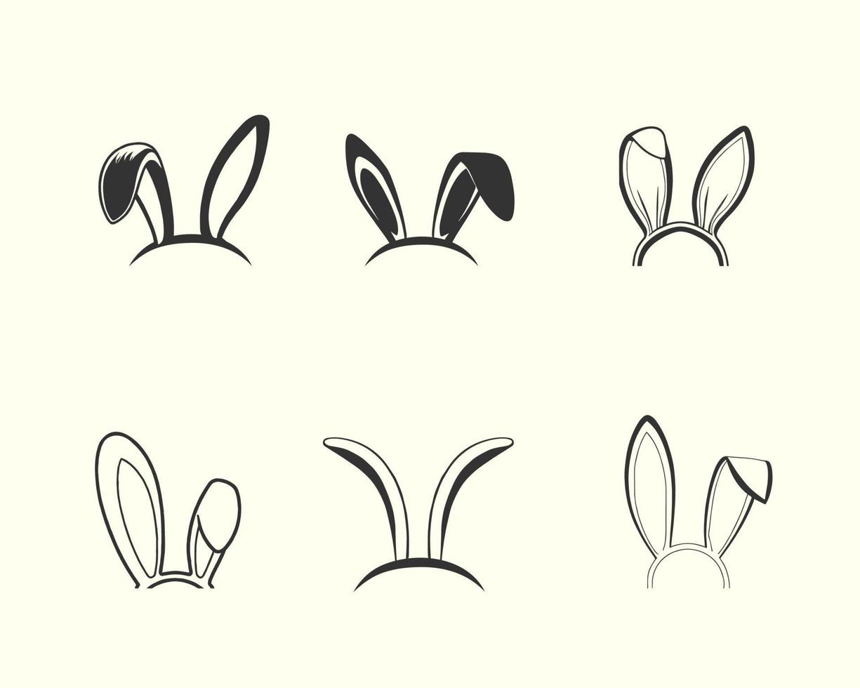 Easter bunny ears illustration collection, hand drawn ear illustration vector