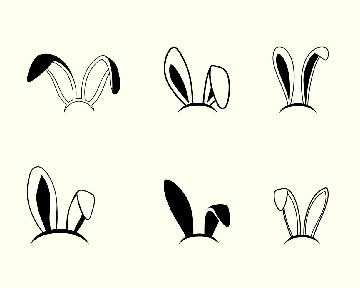 Easter bunny ears illustration collection, hand drawn ear illustration vector