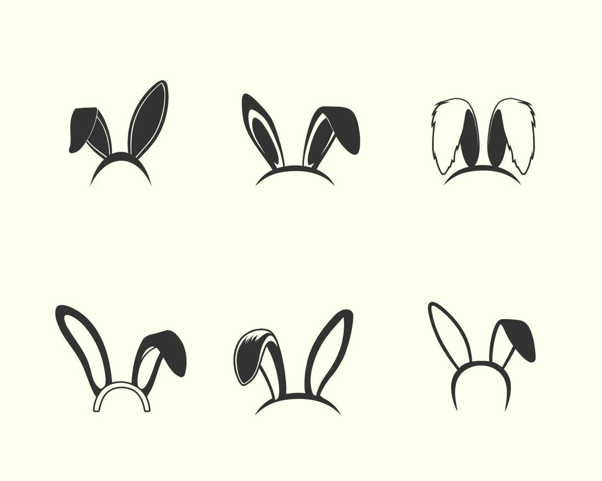 Easter bunny ears illustration collection, hand drawn ear illustration vector