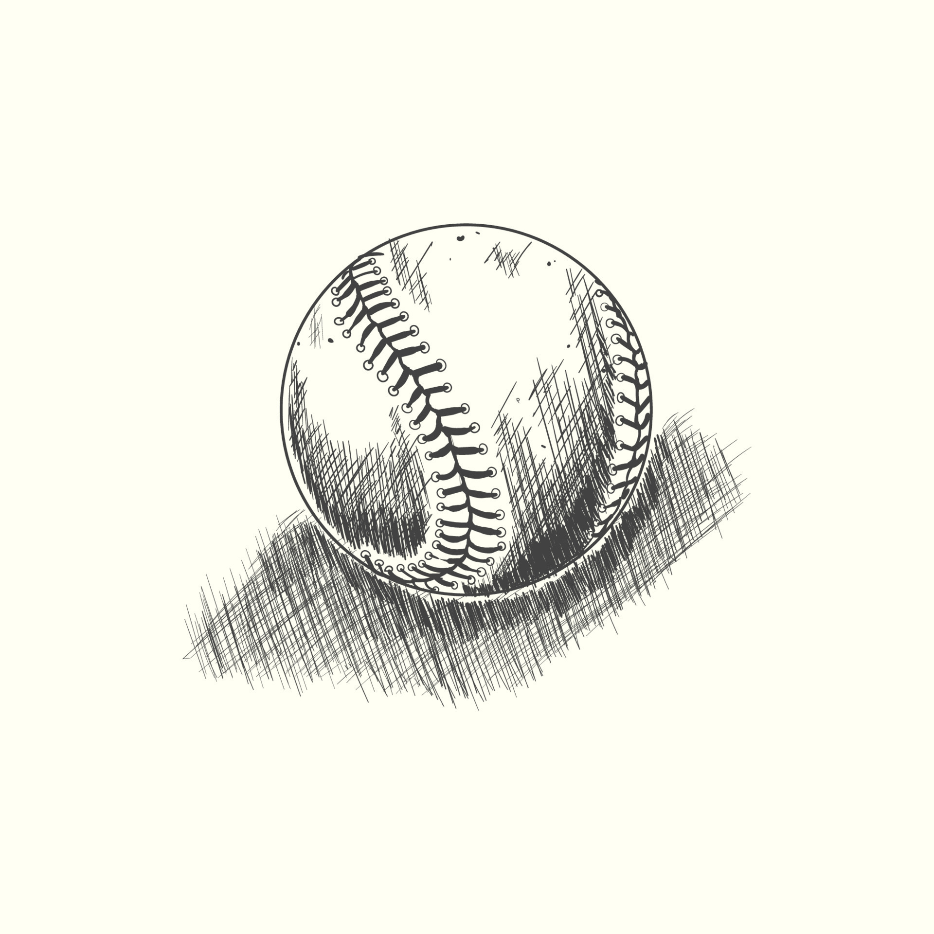Baseball softball vector illustration in black. Detailed vintage style
