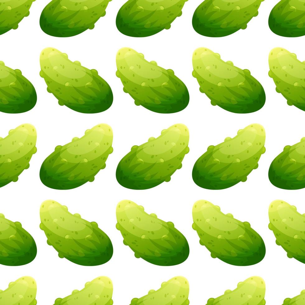 Seamless pattern with cartoon cucumber on white background, pattern with vegetables vector