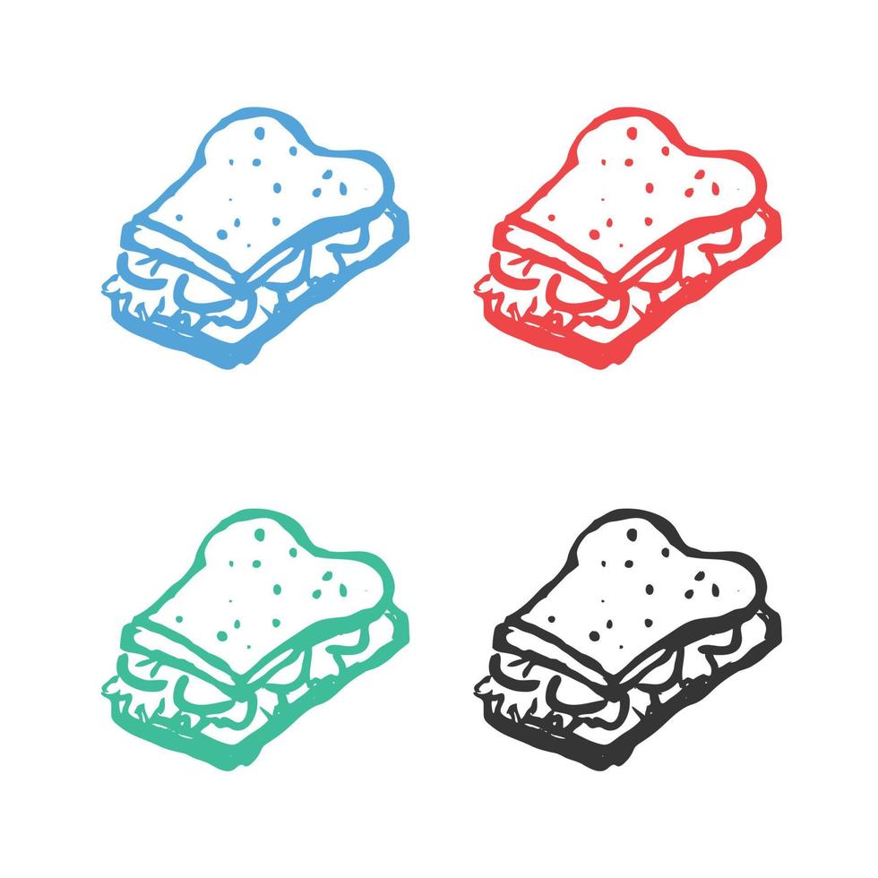 Sandwich icon,  Lunch, snack, toast. Food concept, Street fast food, grilled sandwich icon, appetizing melted cheese, salad leaves and classic grilled bread fast food vector icons in multiple colors