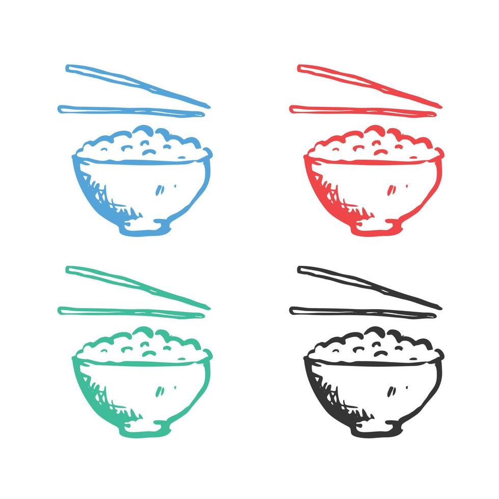Rice bowl with chopsticks icon, Ceramic bowl with chopsticks, Bowl With Chopsticks, Rice bowl  vector icons in multiple colors