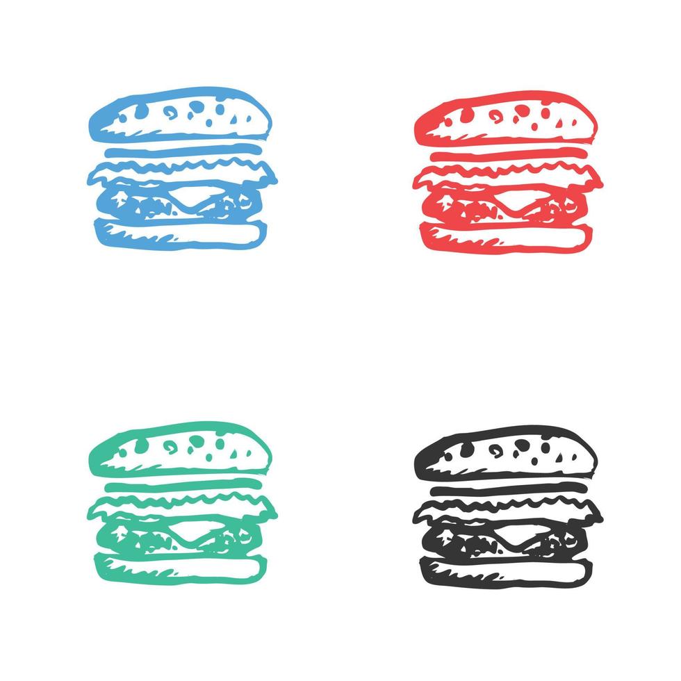 hamburguesa icono, hamburguesa icono, rápido comida icono, hamburguesa, hamburguesa con queso rápido comida vector íconos en múltiple colores