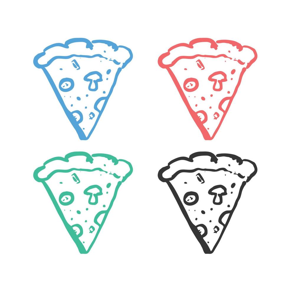 Pizza slice icon, Cut pizza with sauce, pizza fast food vector