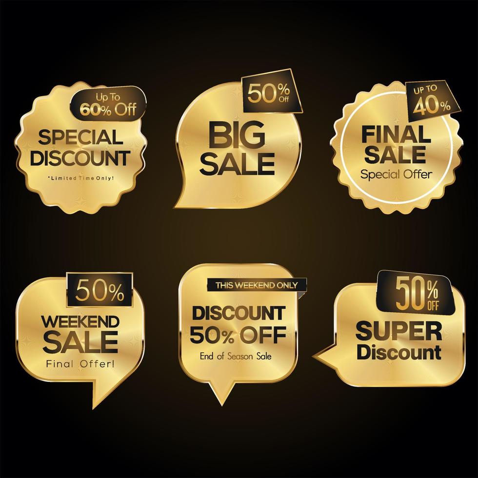 Super sale gold and white retro badges and labels collection vector